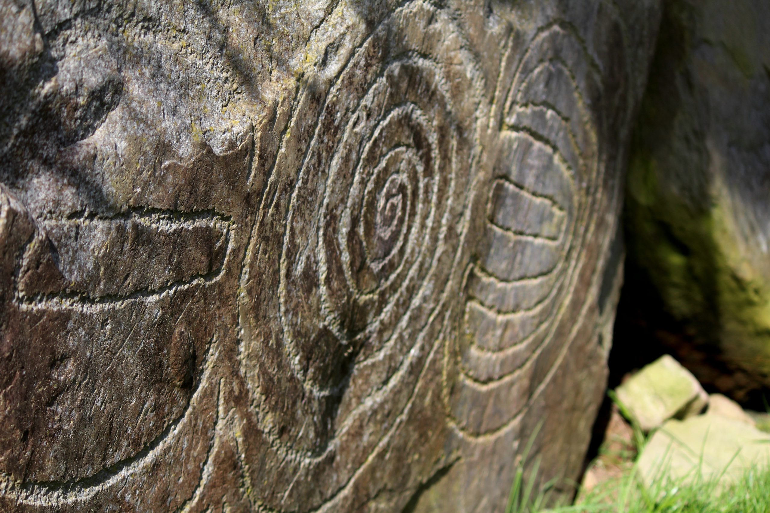 Mesolithic rock art from Knowth passage tomb. Photograph by Daniel Kirkpatrick