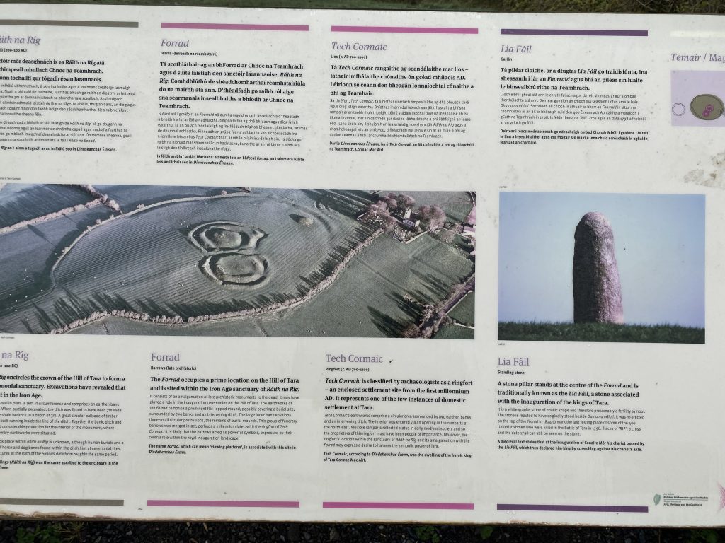 Lia Fail stone information sign at the Hill of Tara
