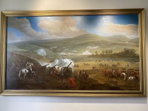 Oil painting showing the Battle of the Boyne