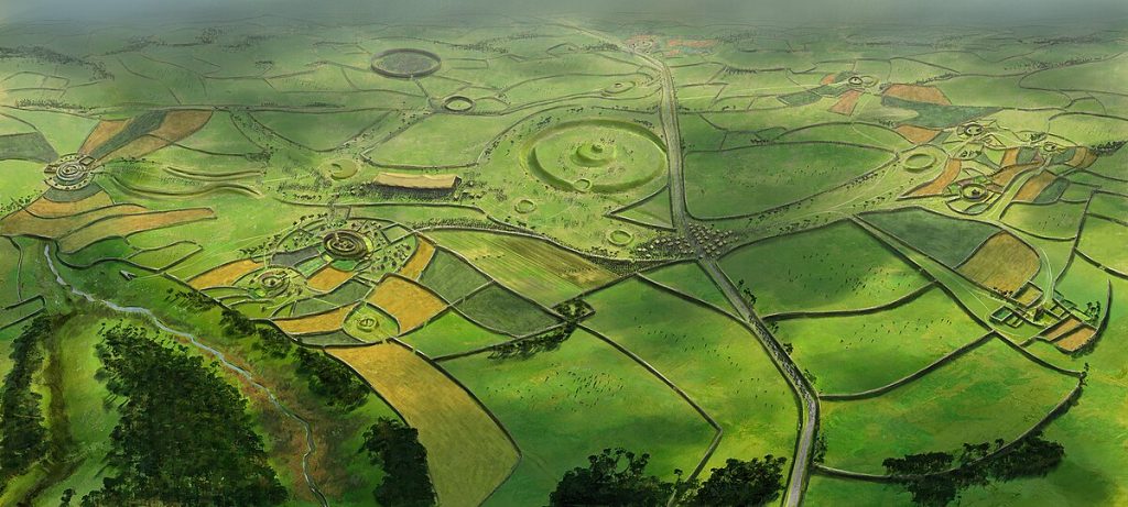 Artist's impression of the site of Rathcroghan and the various other buildings