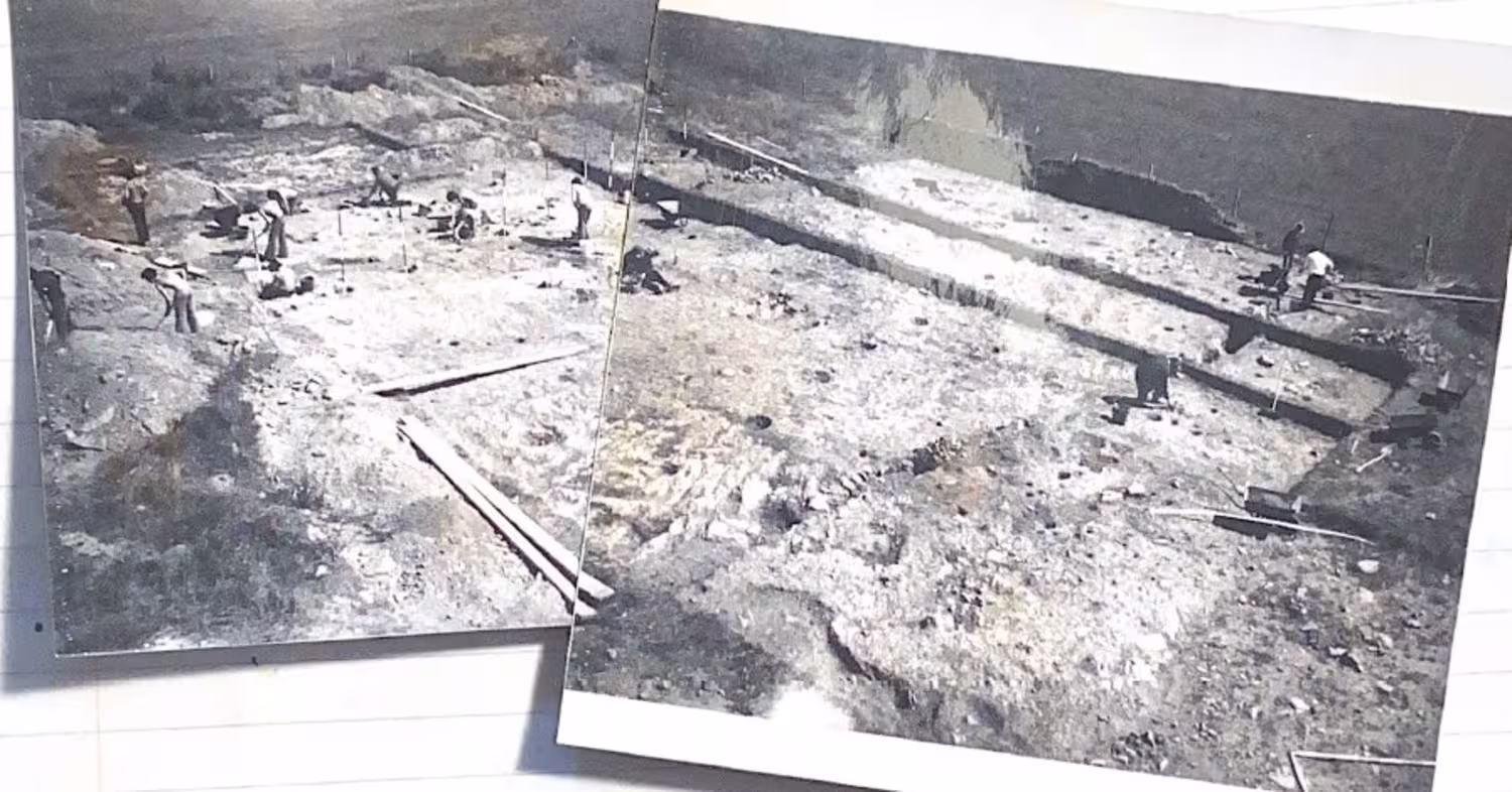 Dun Ailinne Excavation Photograph. Hamish Forbes. Notebook East Area 1975 Book 3 Hamish Forbes Field Notes. Text [Type]. Digital Repository of Ireland (2024) [Publisher]. https://doi.org/10.7486/DRI.ns06j259