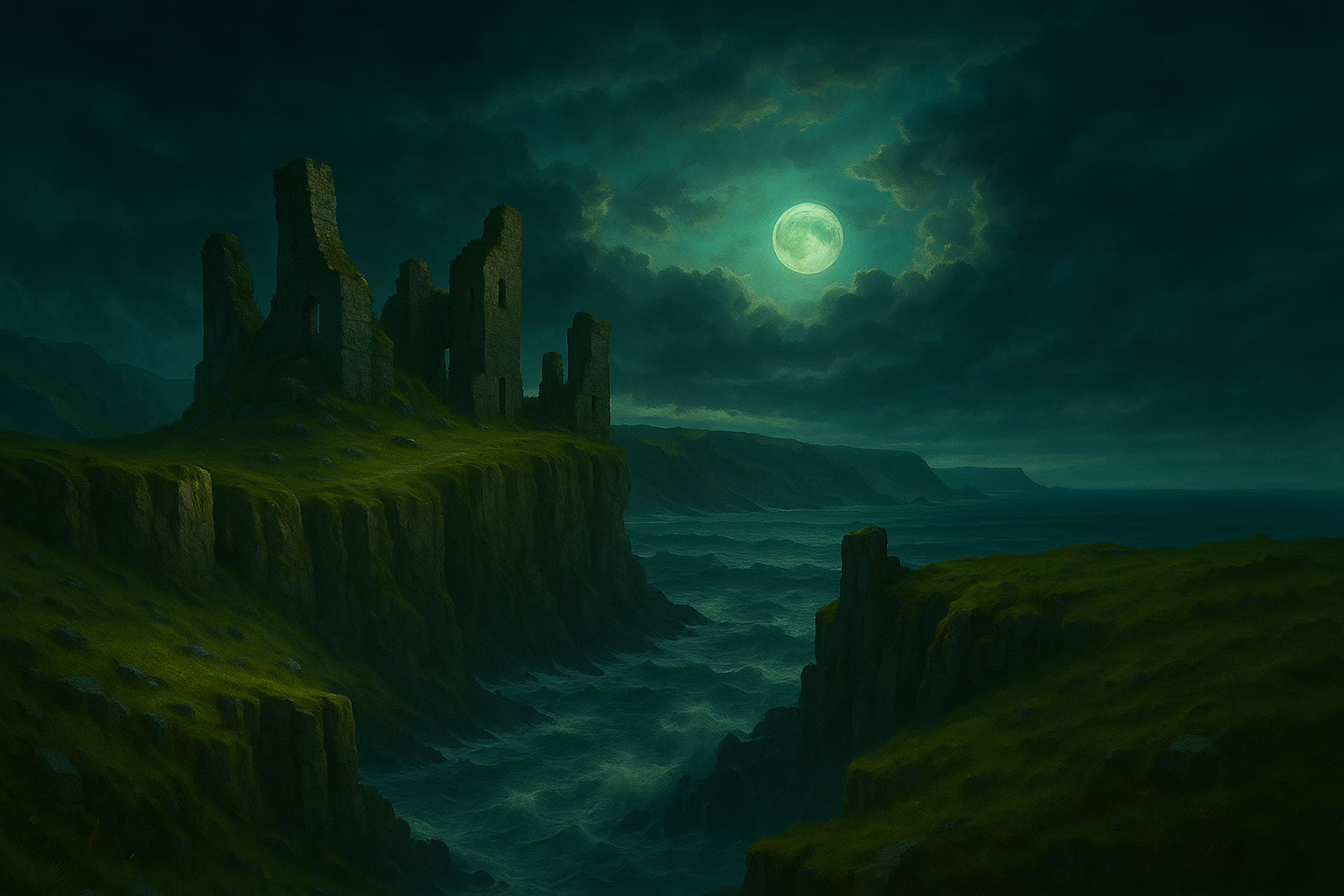 Dunseverick Castle, Northern Ireland, Digital Fantasy Illustration