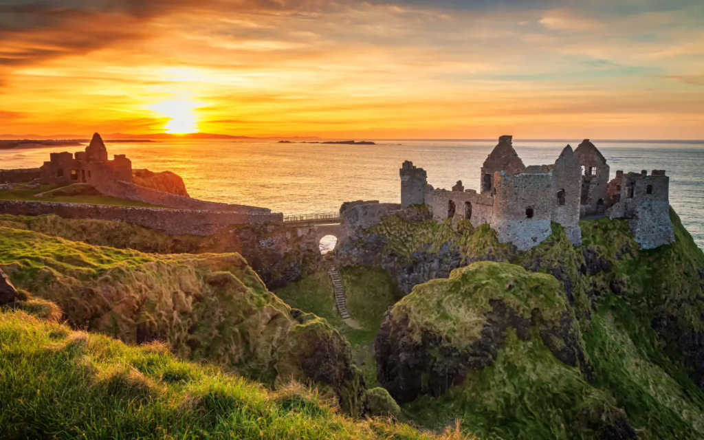 Sunset over Dunluce Castle, Northern Ireland