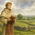 Artistic Representation of St Columba holding a bible