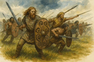 Irish Warriors armed for battle like those who would have defended Iron Age Hillforts