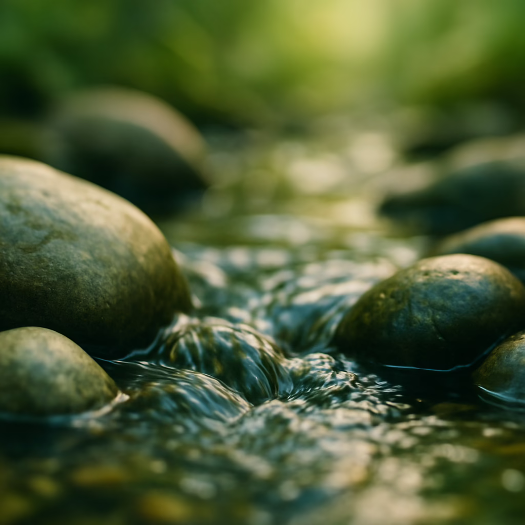 Clear spring water flowing over stones, symbolising Danu’s life-giving essence