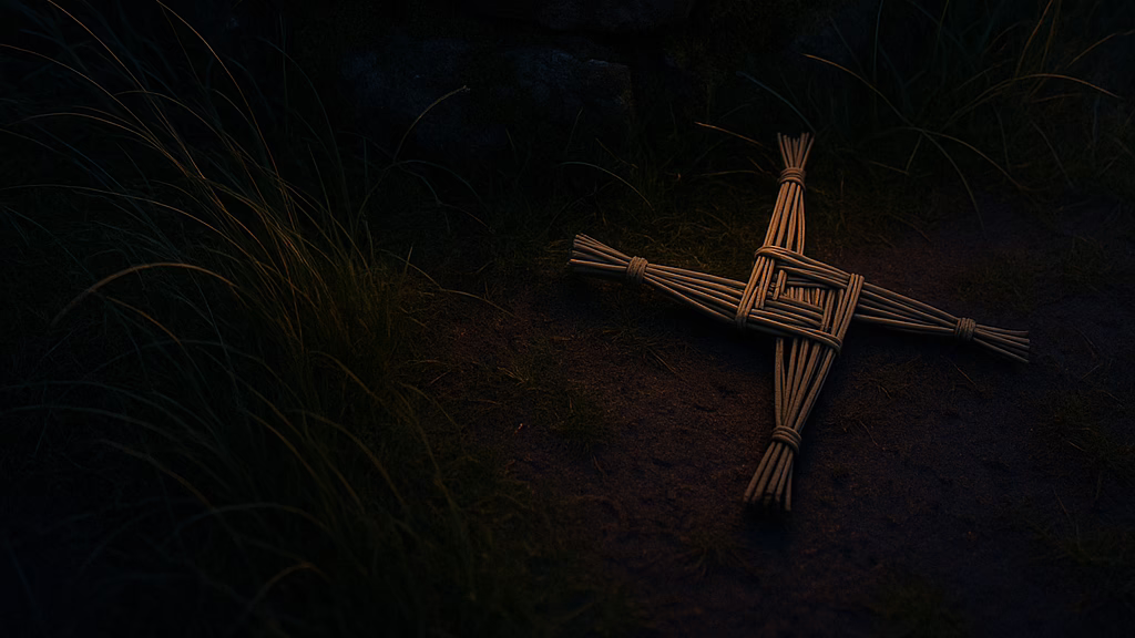 Photorealistic image of the Irish goddess Brigit's cross