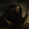 Fantasy image of the Irish Cailleach, the ancient crone from Irish mythology
