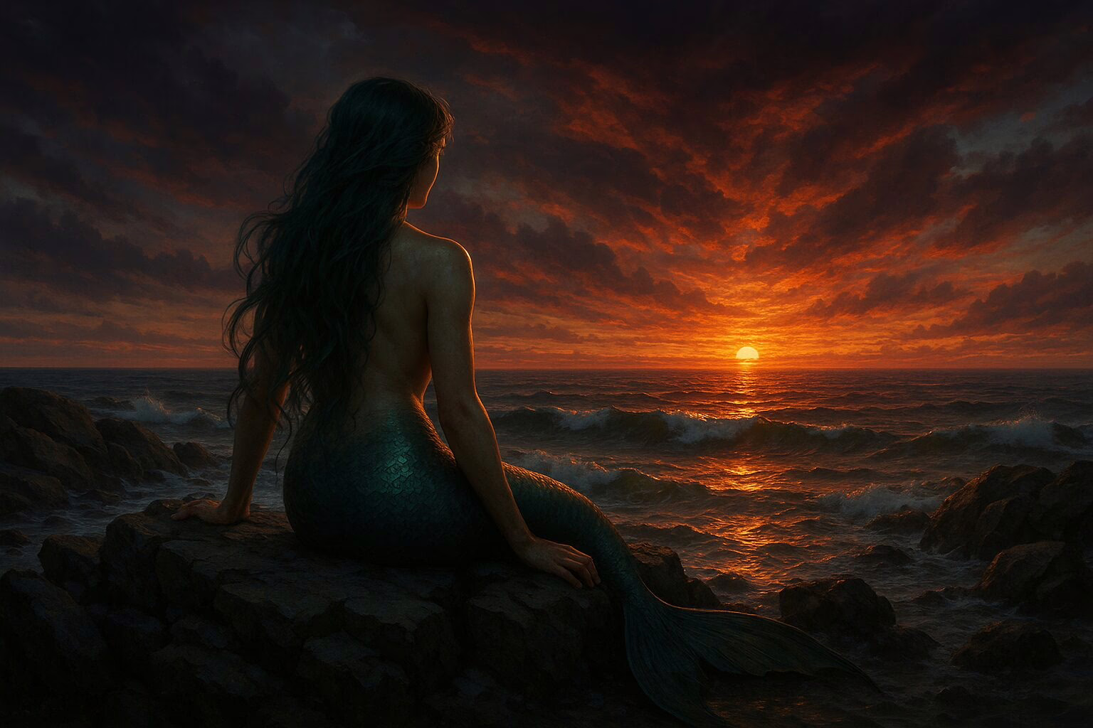 The Irish Merrow: A mythical sea spirit with a red cap (cohuleen druith)