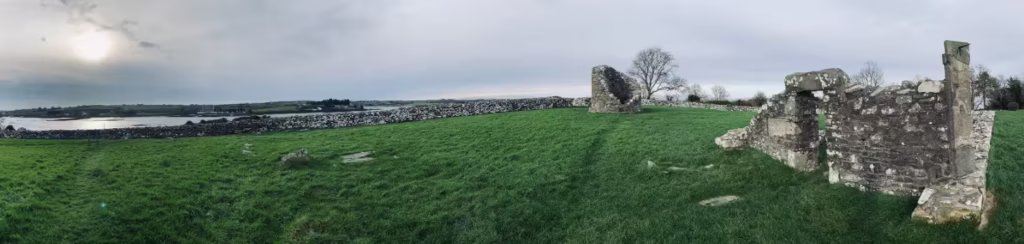 Panoramic photograph of the Nendrum monastic site in Northern Ireland taken by Daniel Kirkpatrick