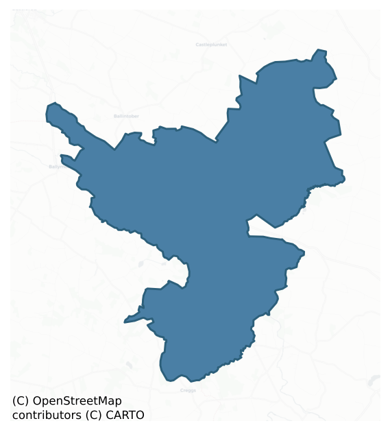 Detailed boundary map of BALLYMOE barony, ROSCOMMON