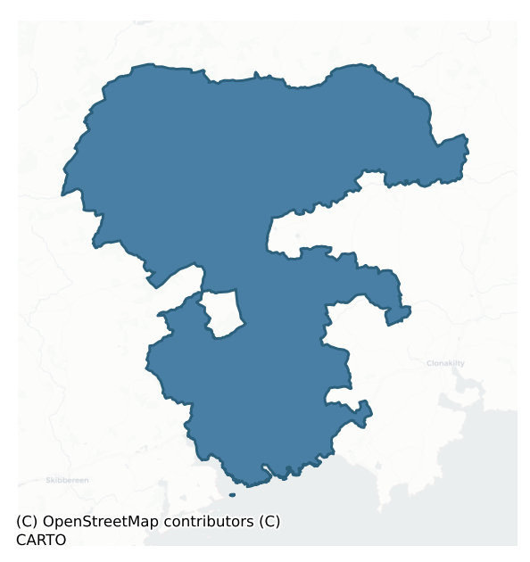 Detailed boundary map of CARBERY EAST (West Division) barony, CORK