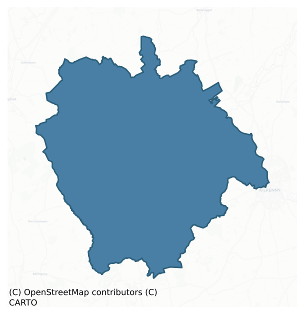 Detailed boundary map of CRANNAGH barony, KILKENNY