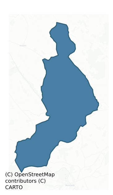 Detailed boundary map of St. MULLIN'S UPPER barony, CARLOW