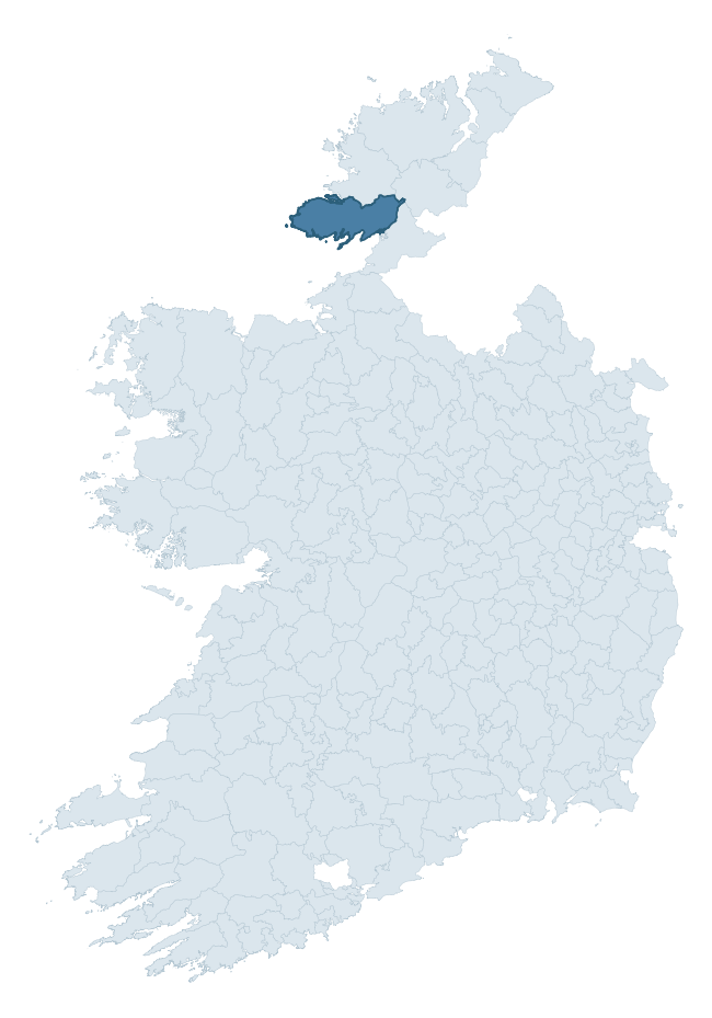 Regional context map showing BANAGH barony within DONEGAL