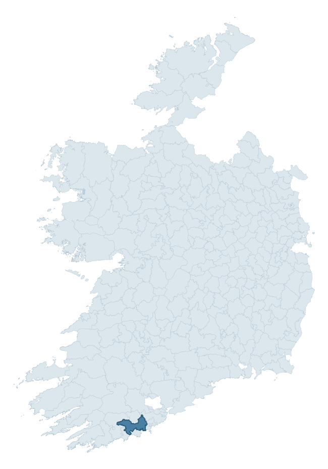 Regional context map showing CARBERY EAST (East Division) barony within CORK