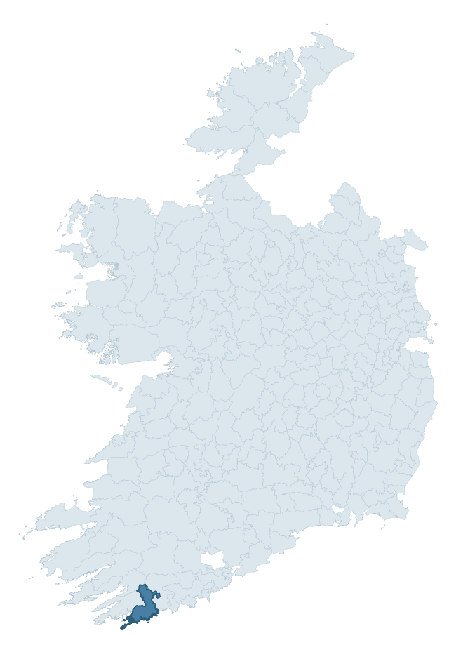 Regional context map showing CARBERY WEST (East Division) barony within CORK