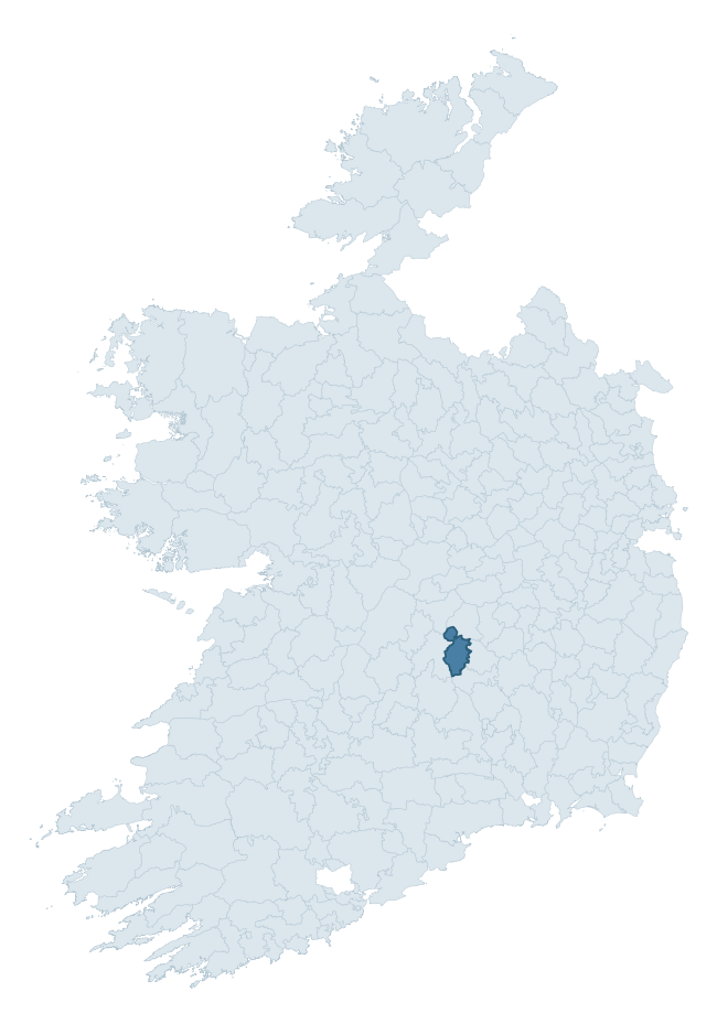 Regional context map showing CLANDONAGH barony within LAOIS