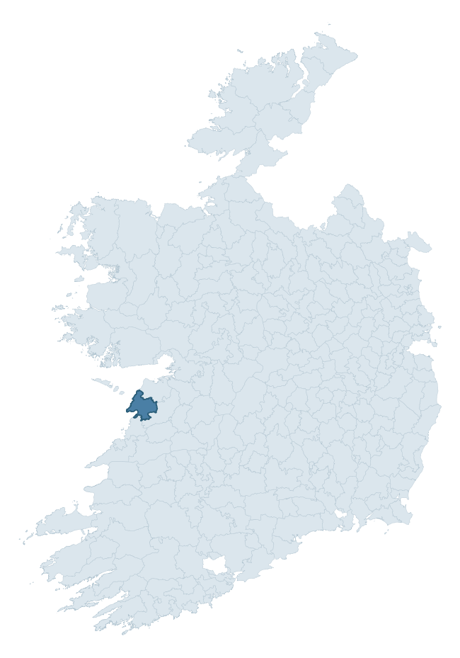 Regional context map showing CORCOMROE barony within CLARE