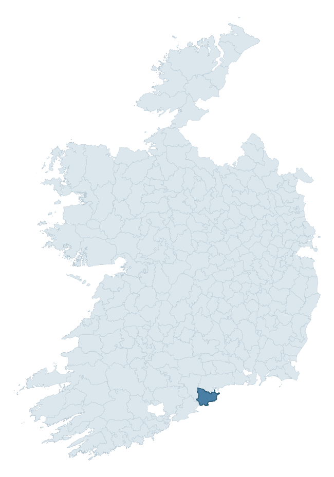 Regional context map showing DECIES within DRUM barony within WATERFORD