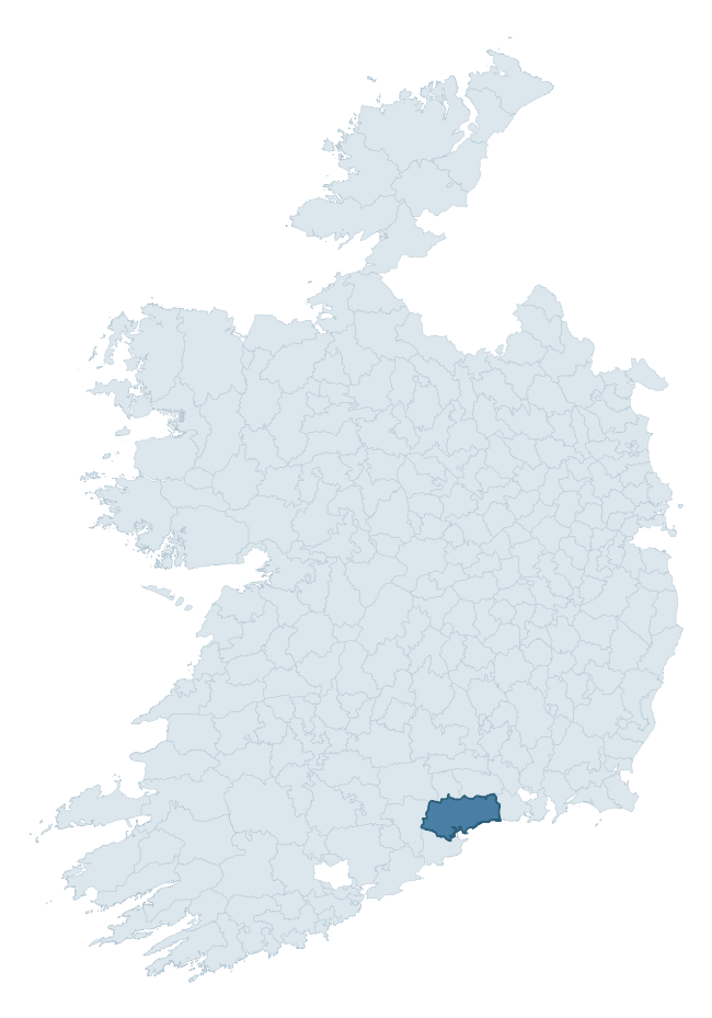 Regional context map showing DECIES without DRUM barony within WATERFORD