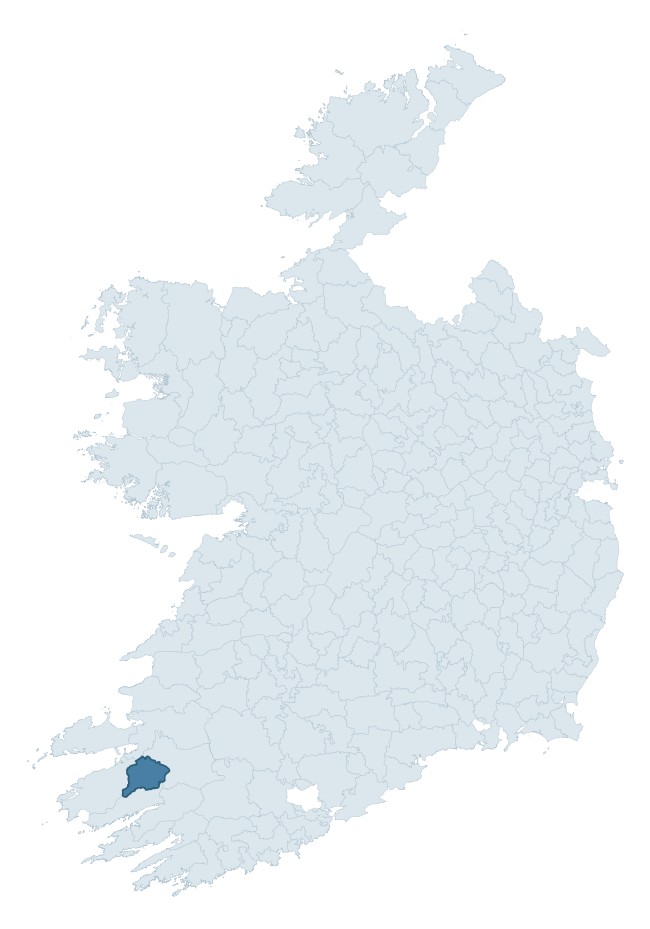 Regional context map showing DUNKERRON NORTH barony within KERRY