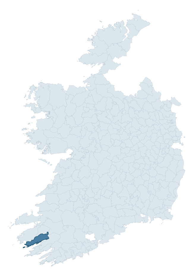 Regional context map showing DUNKERRON SOUTH barony within KERRY