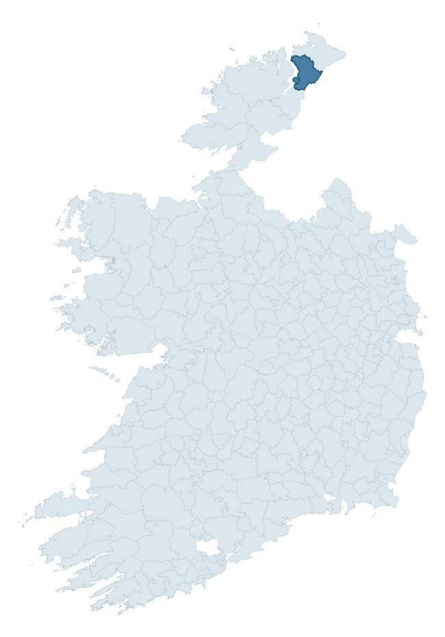 Regional context map showing INISHOWEN WEST barony within DONEGAL