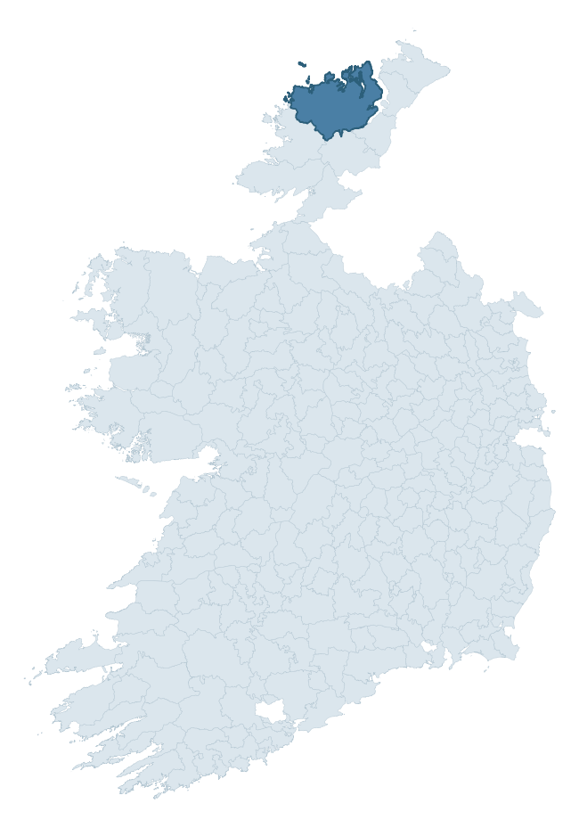 Regional context map showing KILMACRENAN barony within DONEGAL