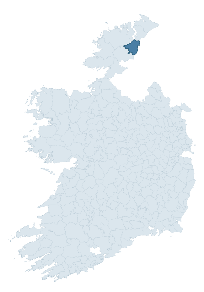 Regional context map showing RAPHOE NORTH barony within DONEGAL