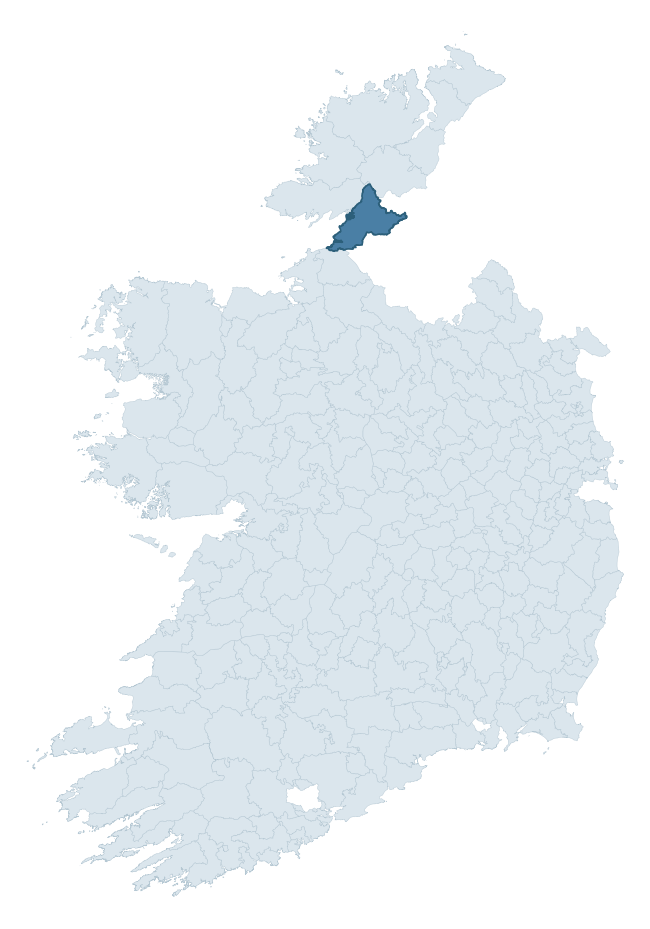 Regional context map showing TIRHUGH barony within DONEGAL