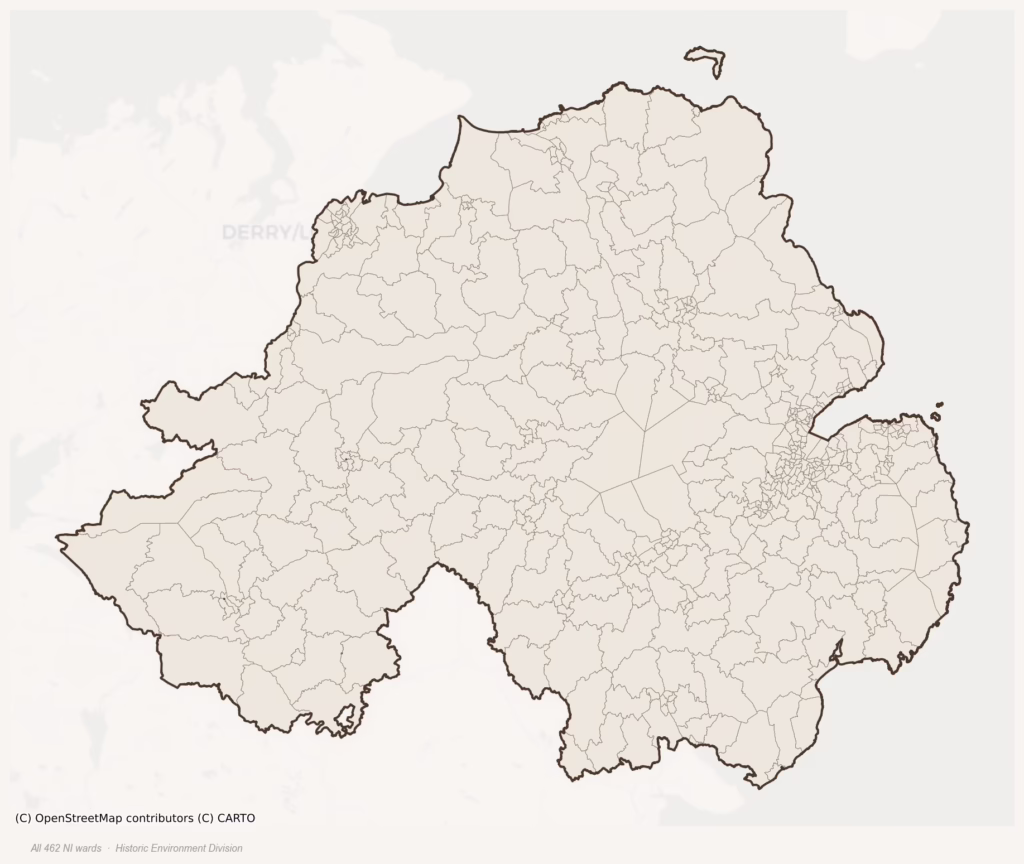 Map of Northern Ireland ward boundaries