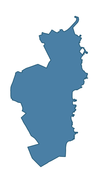 Detailed boundary map of DONAGHADEE ward, Ards and North Down
