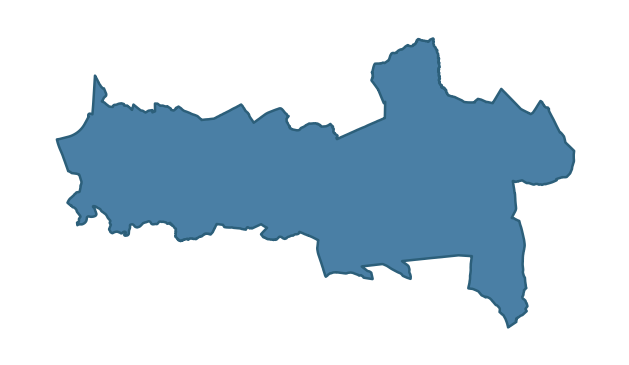 Detailed boundary map of GLENWHIRRY ward, Mid and East Antrim