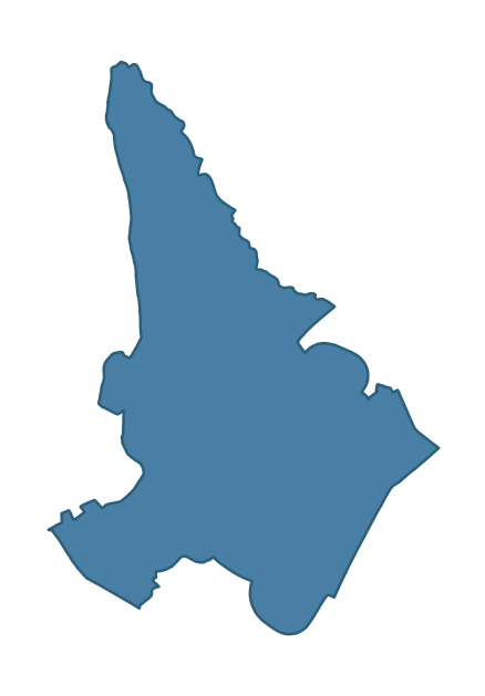 Detailed boundary map of POLEGLASS ward, Belfast