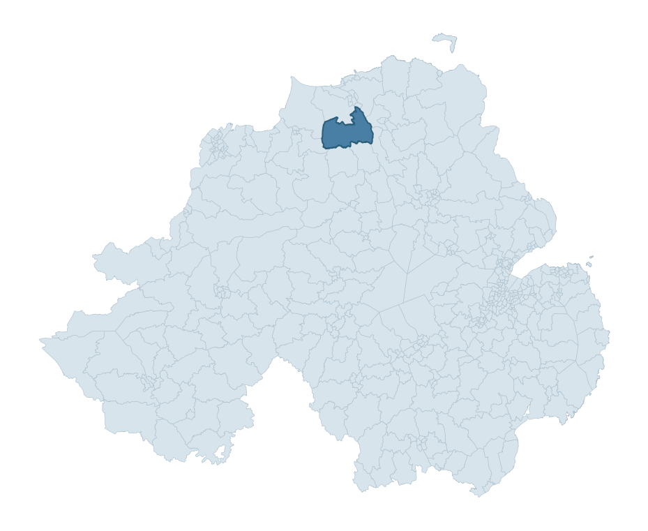Regional context map showing AGHADOWEY ward within Causeway Coast and Glens