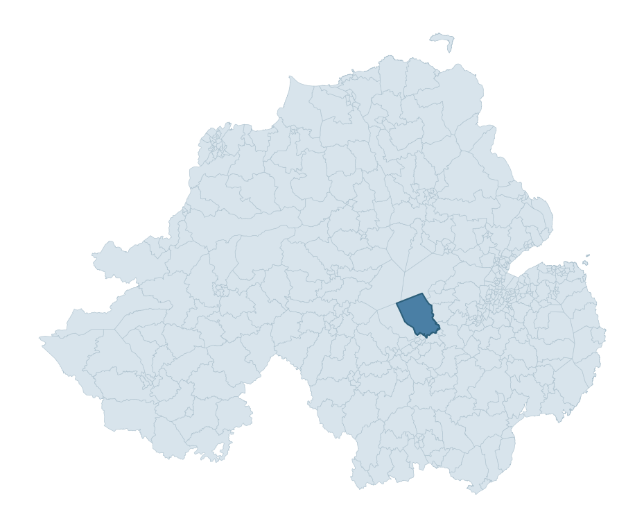 Regional context map showing AGHAGALLON ward within Armagh City, Banbridge and Craigavon
