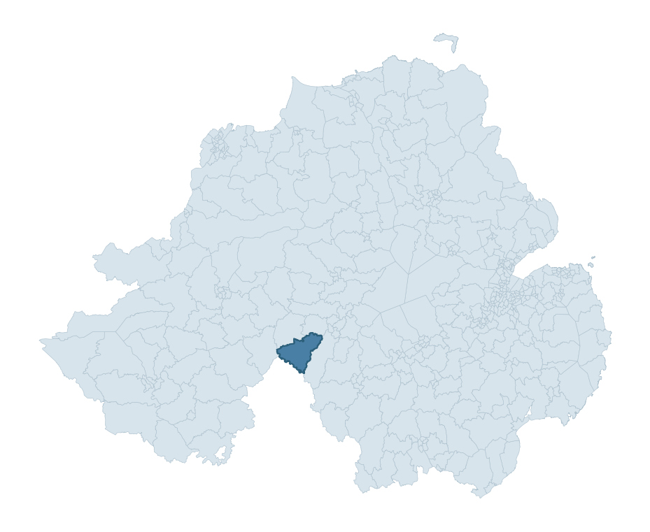 Regional context map showing AUGHNACLOY ward within Mid Ulster