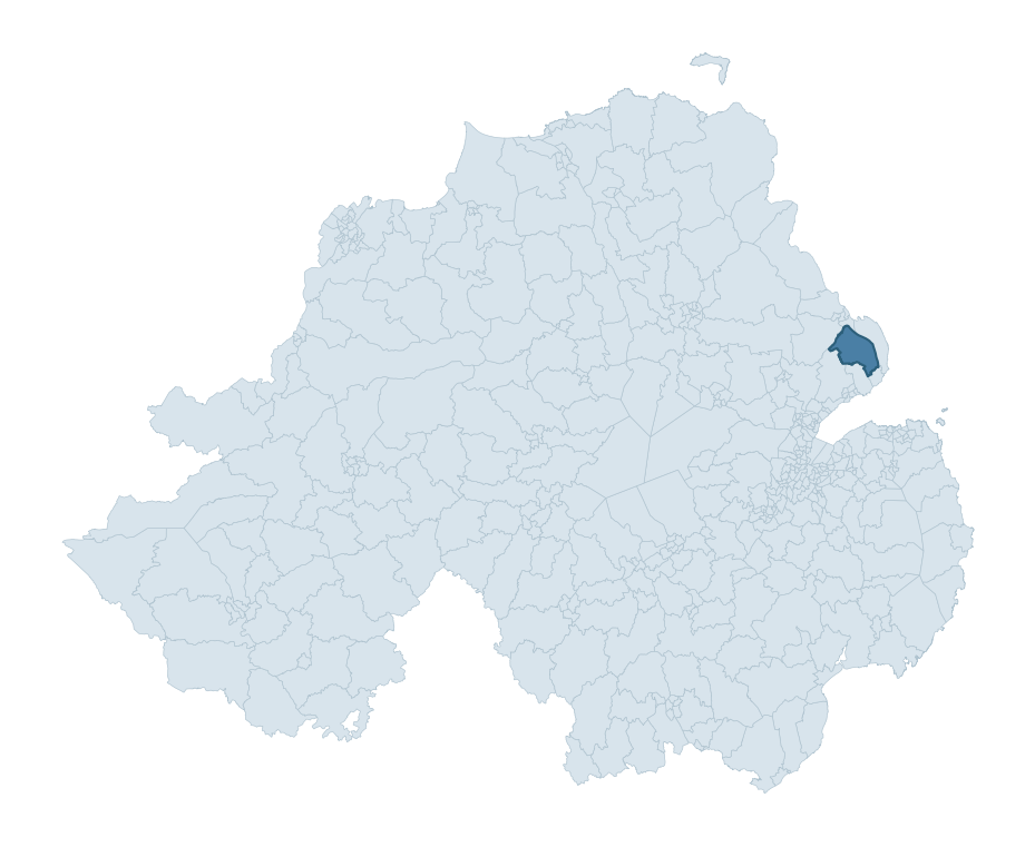 Regional context map showing BALLYCARRY and GLYNN ward within Mid and East Antrim