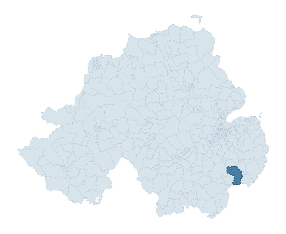 Regional context map showing BALLYDUGAN ward within Newry, Mourne and Down