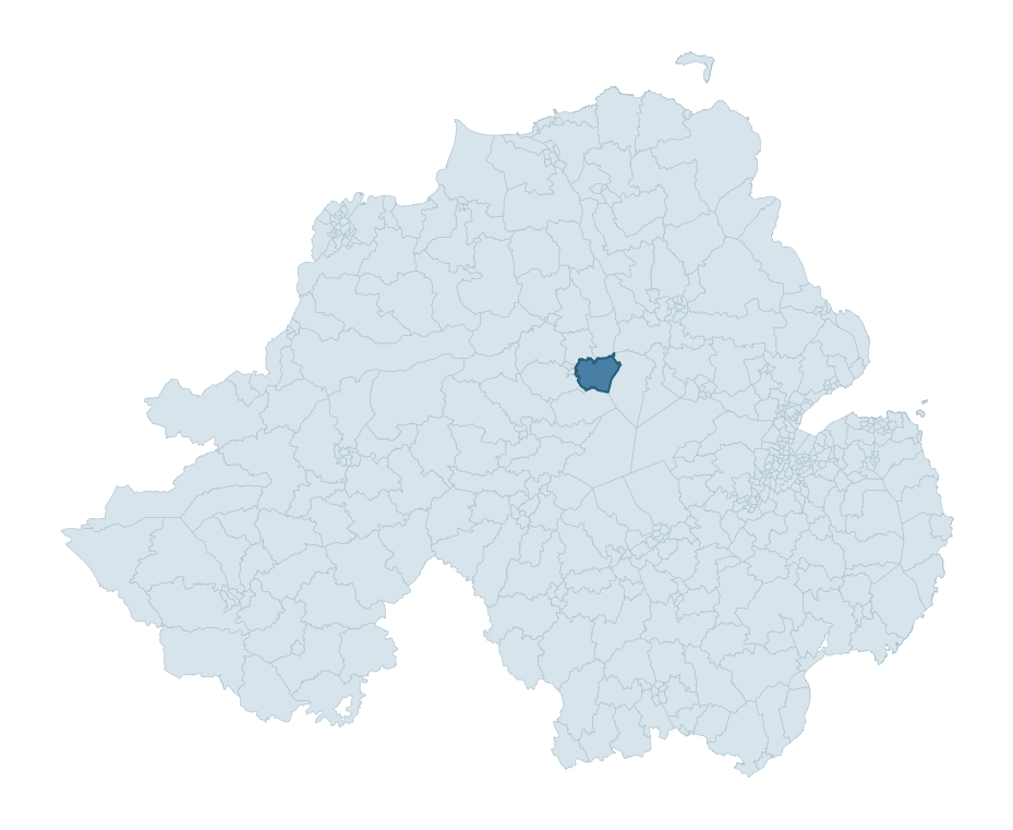 Regional context map showing BALLYMAGUIGAN ward within Mid Ulster