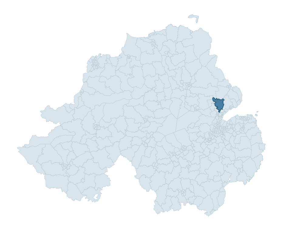Regional context map showing BALLYNURE ward within Antrim and Newtownabbey