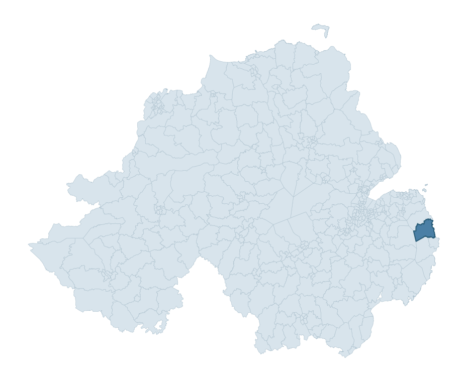 Regional context map showing BALLYWALTER ward within Ards and North Down