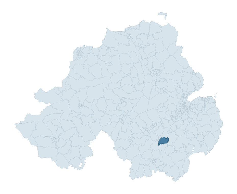 Regional context map showing BANBRIDGE EAST ward within Armagh City, Banbridge and Craigavon