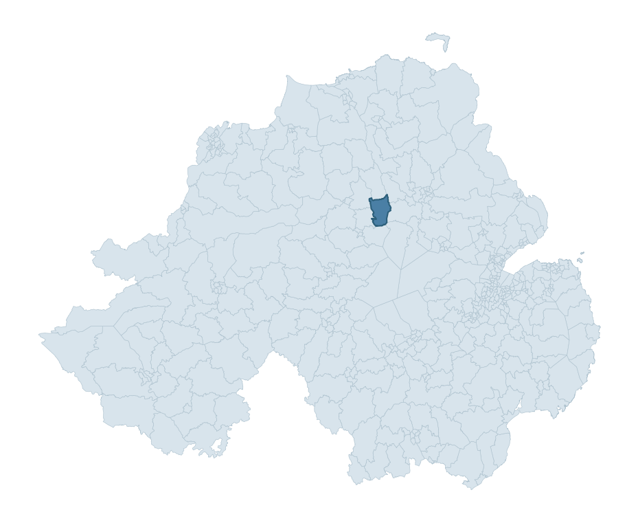 Regional context map showing BELLAGHY ward within Mid Ulster