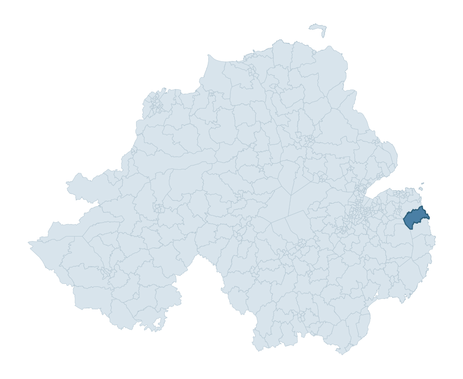 Regional context map showing CARROWDORE ward within Ards and North Down
