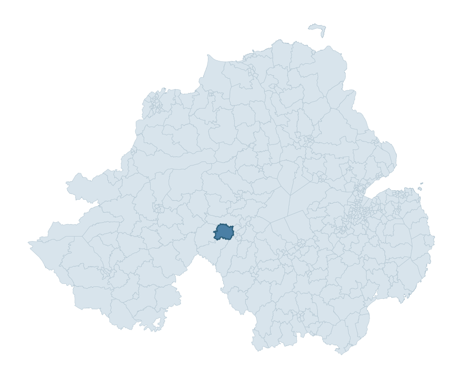 Regional context map showing CASTLECAULFIELD ward within Mid Ulster