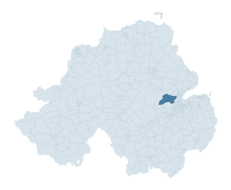 Regional context map showing CLADY ward within Antrim and Newtownabbey