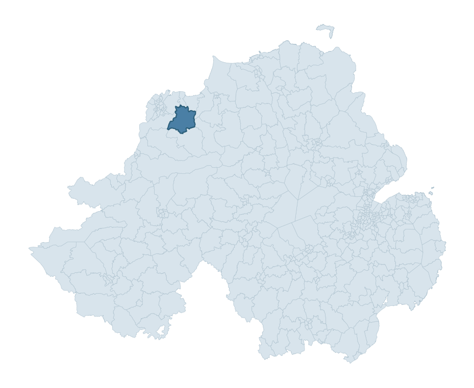 Regional context map showing CLAUDY ward within Derry City and Strabane