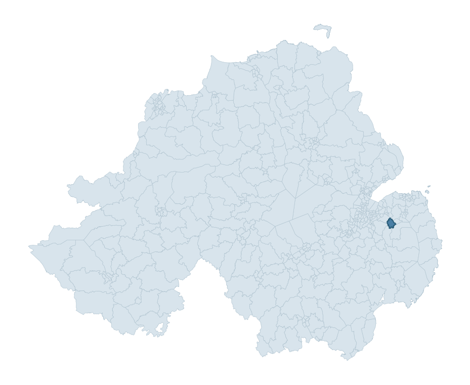 Regional context map showing COMBER WEST ward within Ards and North Down
